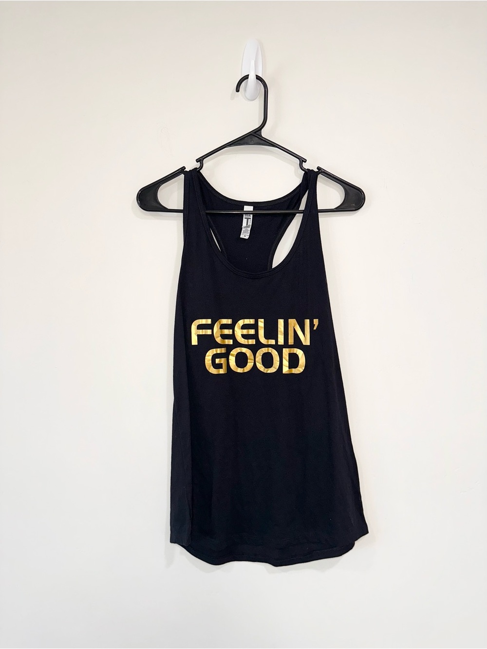 Feelin' Good Black Tank Top with Gold Foil Print